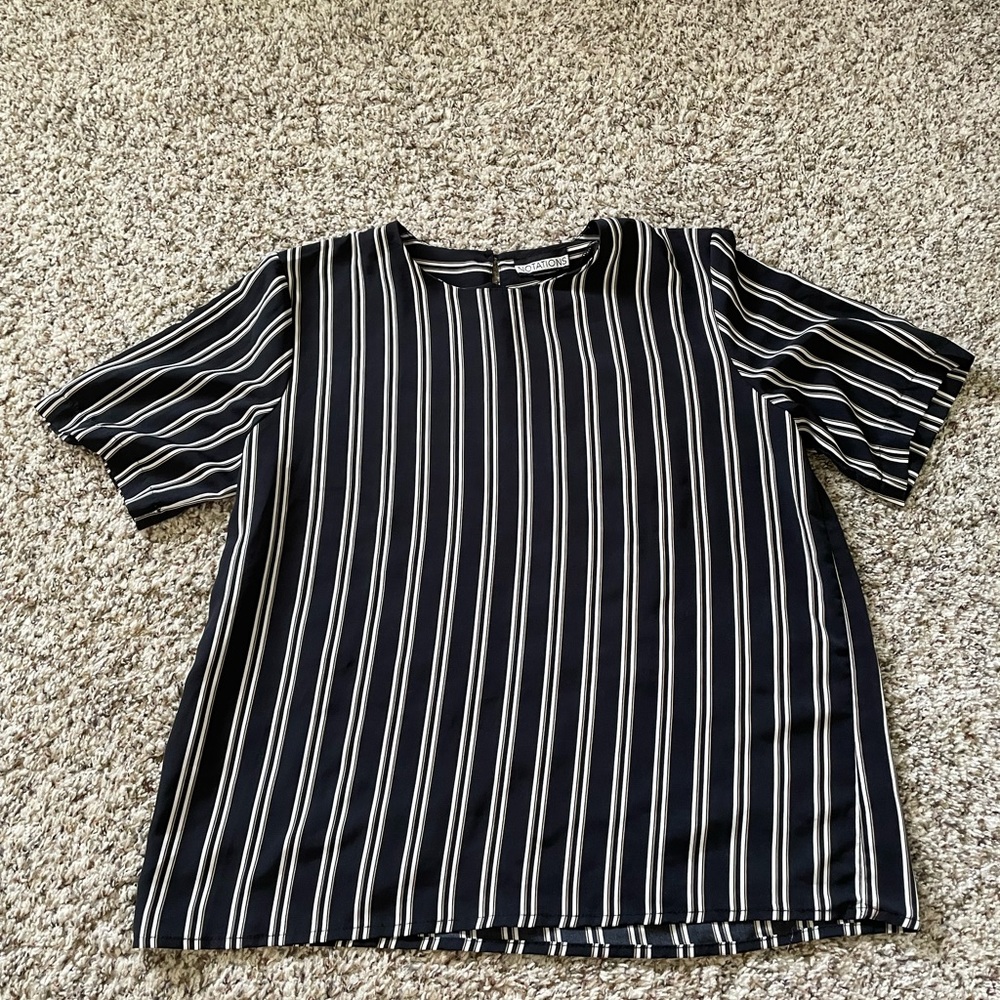 Vintage 90s Notations Striped Short Sleeve Top